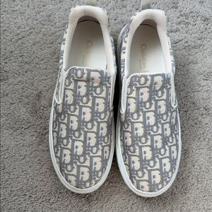 Dior  Monogram Gray Slip-On Sneakers